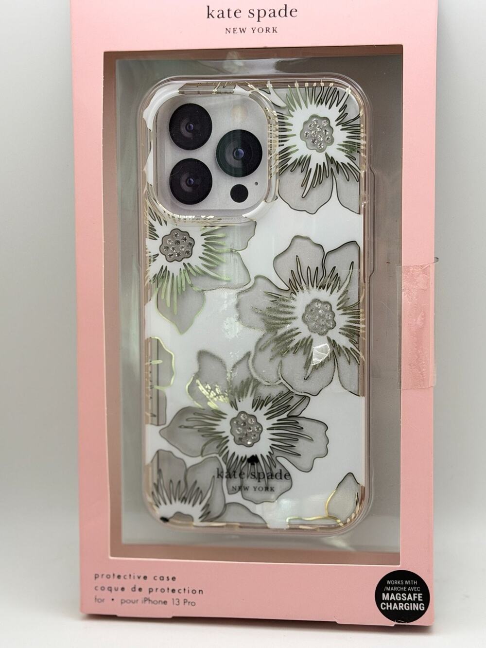 Kate Spade New York Floral Clear iPhone 13 Pro Case With MagSafe Charging Compat